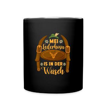 Munich folk festival MEI LEDERHOSEN IS IN DA WÄSCH - Full Colour Mug - black - Front