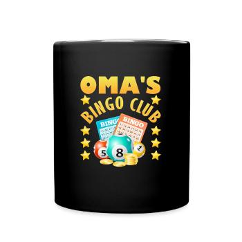 OMA'S BINGO CLUB Lustiges Bingospielerinnen Bingo - Tasse einfarbig - Schwarz - Vorne