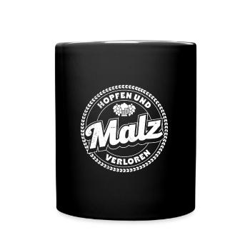 Hopfen und Malz Verloren Biertrinker - Tasse einfarbig - Schwarz - Vorne