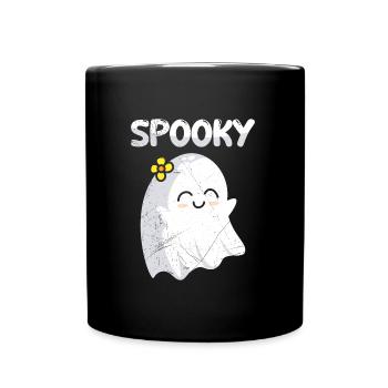 Halloween Kostüm Kinder SPOOKY Lustiges Spuk - Tasse einfarbig - Schwarz - Vorne