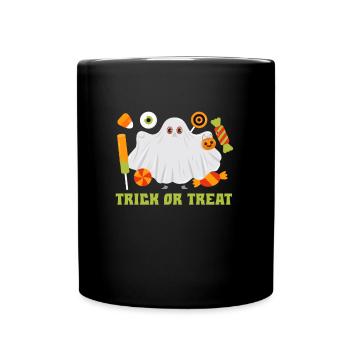 Halloween Party TRICK OR TREAT Funny Kids - Full Colour Mug - black - Front