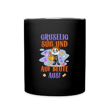 Fête d’Halloween EFFRAYANT, MIGNON ET À LA RECHERCHE DE BUTIN - Mug uni - noir - Devant