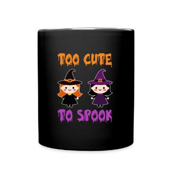 Halloween TOO CUTE TO SPOOK Lustiges Kleine - Tasse einfarbig - Schwarz - Vorne