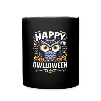Halloween Costume Kids HAPPY OWLLOWEEN Funny - Full Colour Mug - black - Front