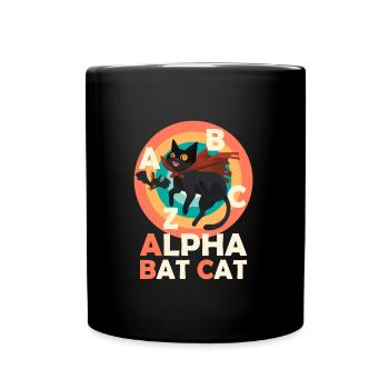 Halloween Costume ALPHA BAT CAT Funny Alphabet - Full Colour Mug - black - Front