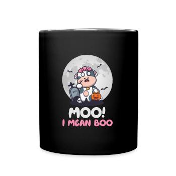 Halloween Party MOO! I MEAN BOO Lustiges Zombie - Tasse einfarbig - Schwarz - Vorne