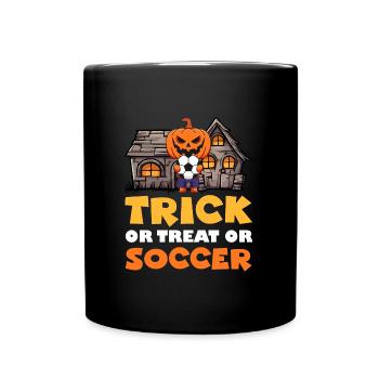 Halloween TRICK OR TREAT OR SOCCER Soccer Player - Full Colour Mug - black - Front