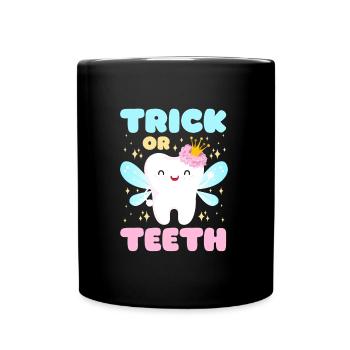 Halloween Kids TRICK OR TEETH Fun - Full Colour Mug - black - Front