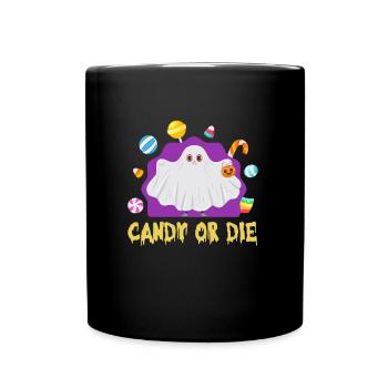 Halloween Party CANDY OR DIE Funny Halloween - Full Colour Mug - black - Front