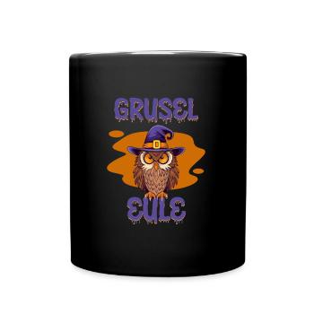 Halloween GRUSEL EULE Lustiges Halloween - Tasse einfarbig - Schwarz - Vorne