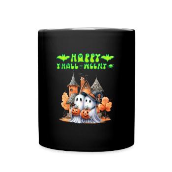 HAPPY HALLOWEEN FRÖHLICHES SPUKEN Lustiges - Tasse einfarbig - Schwarz - Vorne