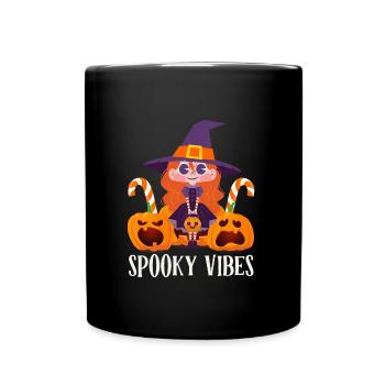 Halloween Party SPOOKY VIBES Lustiges Halloween - Tasse einfarbig - Schwarz - Vorne