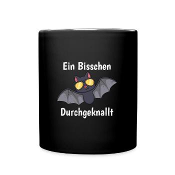 Halloween Kostüm Kinder BISSCHEN DURCHGEKNALLT - Tasse einfarbig - Schwarz - Vorne