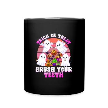 Fête d’Halloween TRICK OR TREAT BROSSEZ-VOUS LES DENTS - Mug uni - noir - Devant