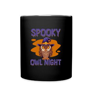 Halloween GRUSEL EULE Lustiges Halloween - Tasse einfarbig - Schwarz - Vorne