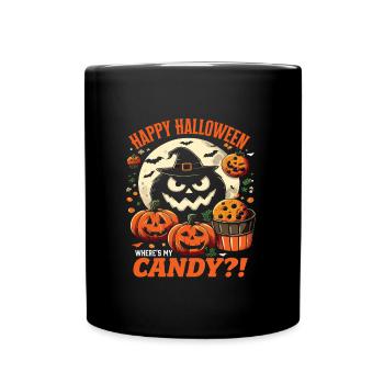 HAPPY HALLOWEEN CANDY?! Funny Halloween Costume - Full Colour Mug - black - Front