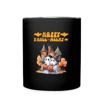 HAPPY HALLOWEEN Lustiges Kinder Halloween - Tasse einfarbig - Schwarz - Vorne