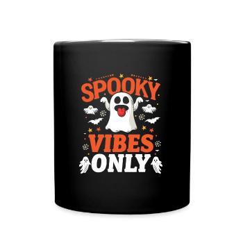 Halloween Kostüm Kinder SPOOKY VIBES ONLY Lustiges - Tasse einfarbig - Schwarz - Vorne