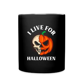 Halloween Party I LIVE FOR HALLOWEEN Kinder - Tasse einfarbig - Schwarz - Vorne