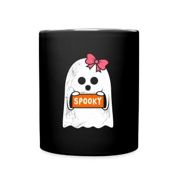 Halloween Kostüm Kinder SPOOKY Lustiges Spuk - Tasse einfarbig - Schwarz - Vorne