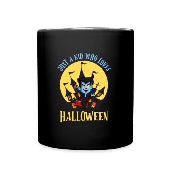 Halloween Party JUST A KID WHO LOVES HALLOWEEN - Full Colour Mug - black - Front