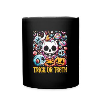 Halloween Costume Kids TRICK OR TEETH Funny - Full Colour Mug - black - Front