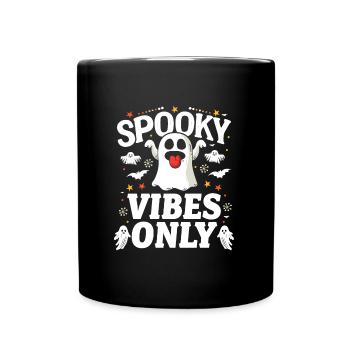 Halloween Costume Kids SPOOKY VIBES ONLY Funny - Full Colour Mug - black - Front