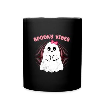 Halloween Mädchen SPOOKY VIBES Halloween Party - Tasse einfarbig - Schwarz - Vorne