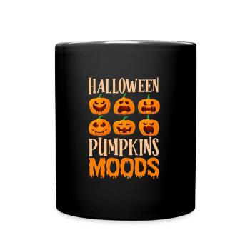 HALLOWEEN PUMPKIN MOODS Lustiges Halloween - Tasse einfarbig - Schwarz - Vorne