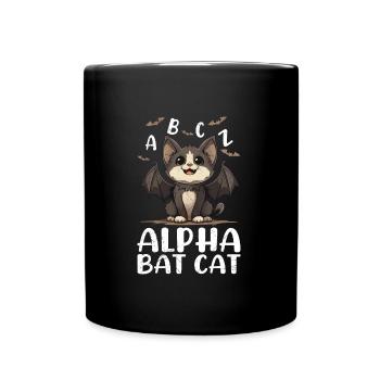 Halloween Costume ALPHA BAT CAT Funny Alphabet - Full Colour Mug - black - Front