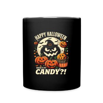 HAPPY HALLOWEEN CANDY?! Funny Halloween Costume - Full Colour Mug - black - Front