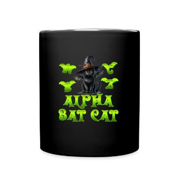 Halloween Costume ALPHA BAT CAT Funny Alphabet - Full Colour Mug - black - Front