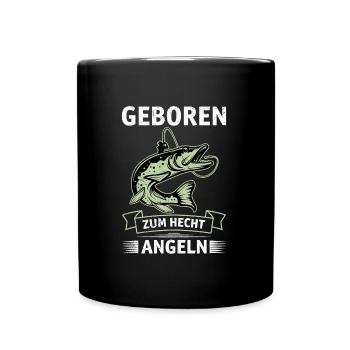 Hecht Angler Outfit GEBOREN ZUM HECHT ANGELN - Tasse einfarbig - Schwarz - Vorne