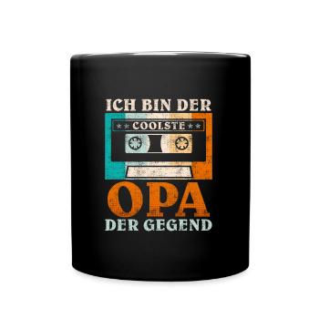 Großvater BIN DER COOLSTE OPA DER GEGEND Lustiges - Tasse einfarbig - Schwarz - Vorne