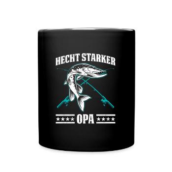 Angler HECHT STARKER OPA Lustiges Angeln Hobby - Tasse einfarbig - Schwarz - Vorne