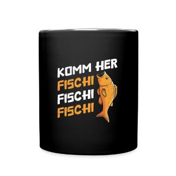 Angler KOMM HER FISCHI FISCHI FISCHI Lustiges - Tasse einfarbig - Schwarz - Vorne