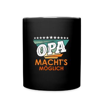 OPA MACHT'S MÖGLICH Lustiges Großvater Opi - Tasse einfarbig - Schwarz - Vorne