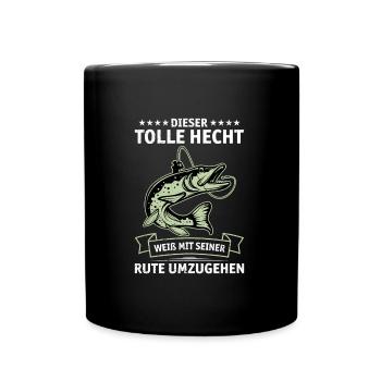Angler DIESER TOLLE HECHT WEIß MIT SEINER RUTE - Tasse einfarbig - Schwarz - Vorne