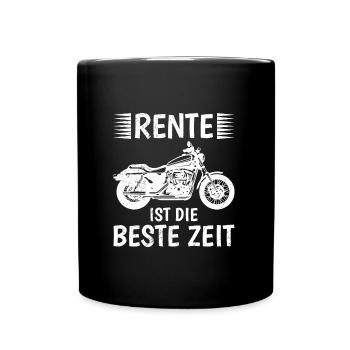 RENTE IST DIE BESTE ZEIT Lustiges Rentner - Tasse einfarbig - Schwarz - Vorne