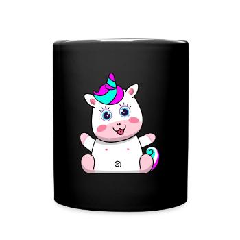 Unicorn Design Child Fantasy Mythical Creature Gift - Full Colour Mug - black - Front