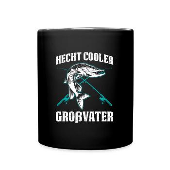 Opa HECHT COOLER GROßVATER Lustiges Hecht Angler - Tasse einfarbig - Schwarz - Vorne