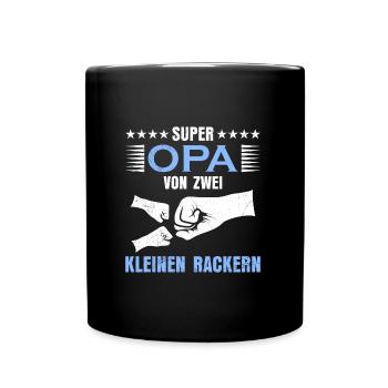 Großvater SUPER OPA VON ZWEI KLEINEN RACKERN - Tasse einfarbig - Schwarz - Vorne