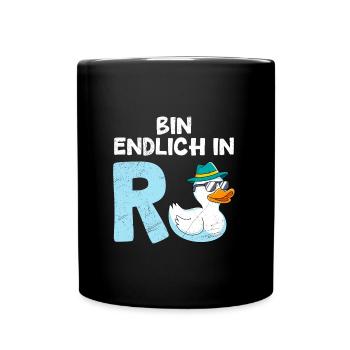 Rentner BIN ENDLICH IN R ENTE Lustiges Renten - Tasse einfarbig - Schwarz - Vorne