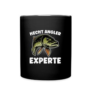 HECHT ANGLER EXPERTE Angeln Geburtstags Angler - Tasse einfarbig - Schwarz - Vorne