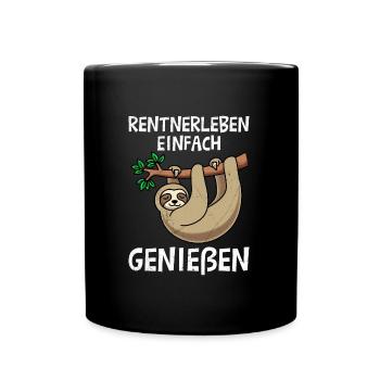 RENTEN LEBEN EINFACH GENIEßEN Lustiges Rentner - Tasse einfarbig - Schwarz - Vorne