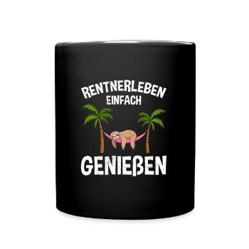 RENTEN LEBEN EINFACH GENIEßEN Lustiges Rentner - Tasse einfarbig - Schwarz - Vorne