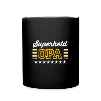 Großvater SUPERHELD OPA Lustiges Großväter Opi - Tasse einfarbig - Schwarz - Vorne