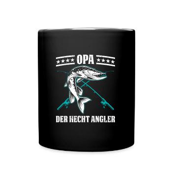 OPA DER HECHT ANGLER Lustiges Großvater Hecht - Tasse einfarbig - Schwarz - Vorne