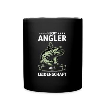 HECHT ANGLER AUS LEIDENSCHAFT Lustiges Angeln - Tasse einfarbig - Schwarz - Vorne