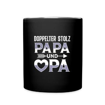 Großvater DOPPELTER STOLZ PAPA UND OPA Lustiges - Tasse einfarbig - Schwarz - Vorne